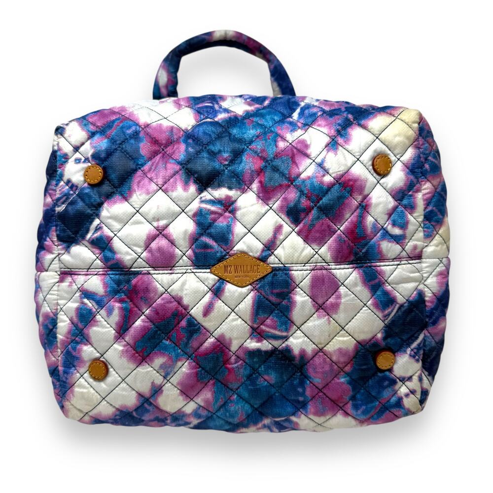 MZ Wallace Medium Metro Quilted Festival Print Blue Purple White Tote Bag - Picture 6 of 14